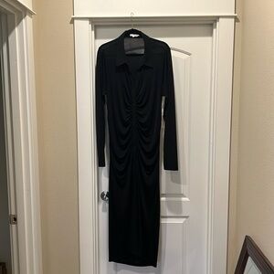 Good American Ruched Long Sleeve Midi Dress